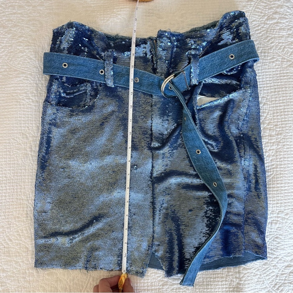 IRO Natou Blue Denim Sequin Skirt - Picture 7 of 8